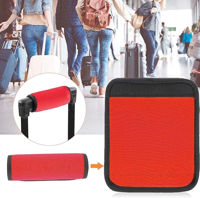 2 Pack Luggage Handle Wraps, Soft Handle Covers for Suitcase, Handle Wrap for Carry On/Bag, Travel Accessories for Luggage (Red)