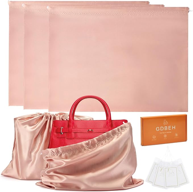 3 Pack Dust Bags for Purses and Handbags，Silk Purse Dust Bags for Storage， With Drawstring Large Dust Bags for Handbag， Dust Covers for Purse Shoes Boots
