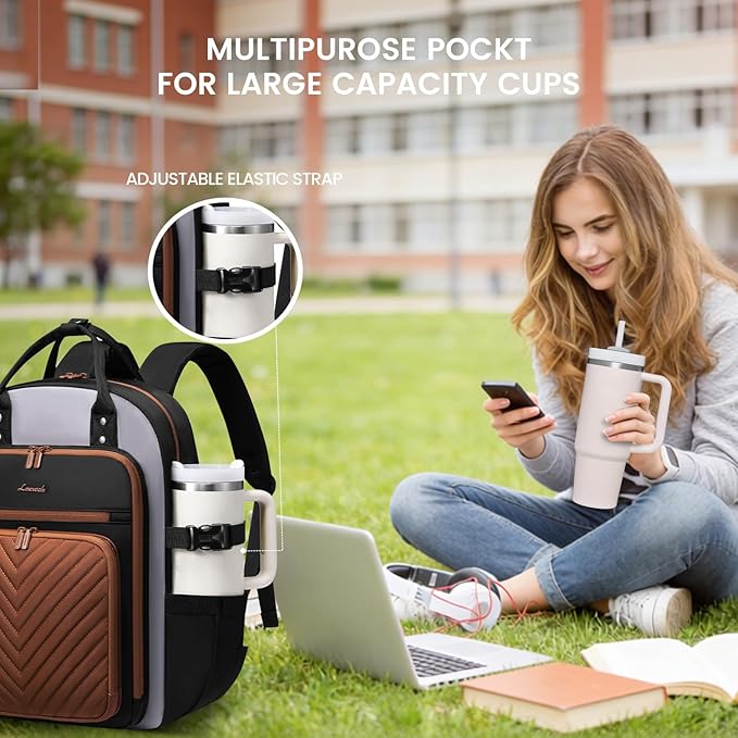 LOVEVOOK Laptop Backpack for Women, Water Resistant Travel Work Backpacks Purse Stylish Business Teacher Nurse Computer