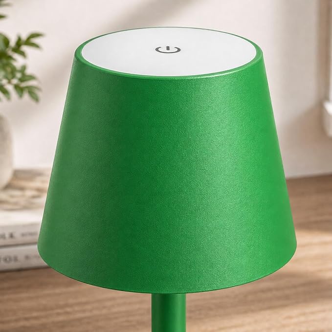 Yogaret Green Cordless Table Lamps, 6000mAh Rechargeable Battery, 2 Pack | Portable table lights set of 2 wireless battery operated lamps for indoor tables, patio, restaurant, dinner and kitchen use