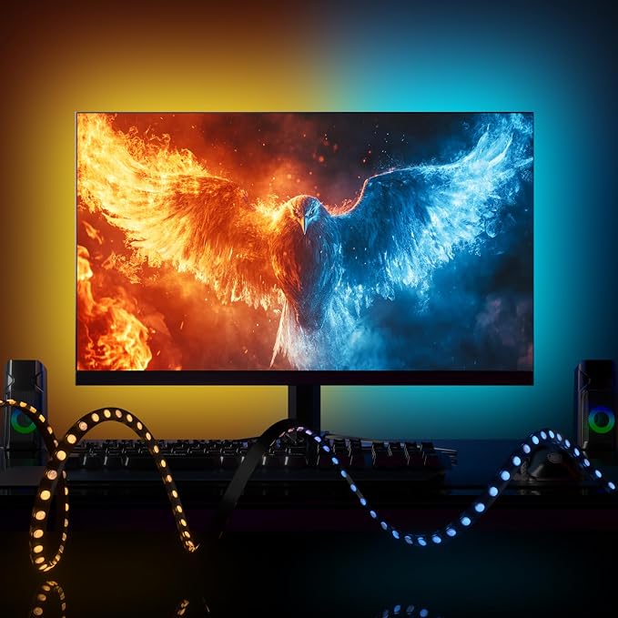 Monitor Backlight for Win PC Gaming, RGBIC LED, 19-32 Inch | Smart LED Lights Strip for Monitors with Color Matching,Immersive Lighting Effects for Games Movie Music with Multiple Modes