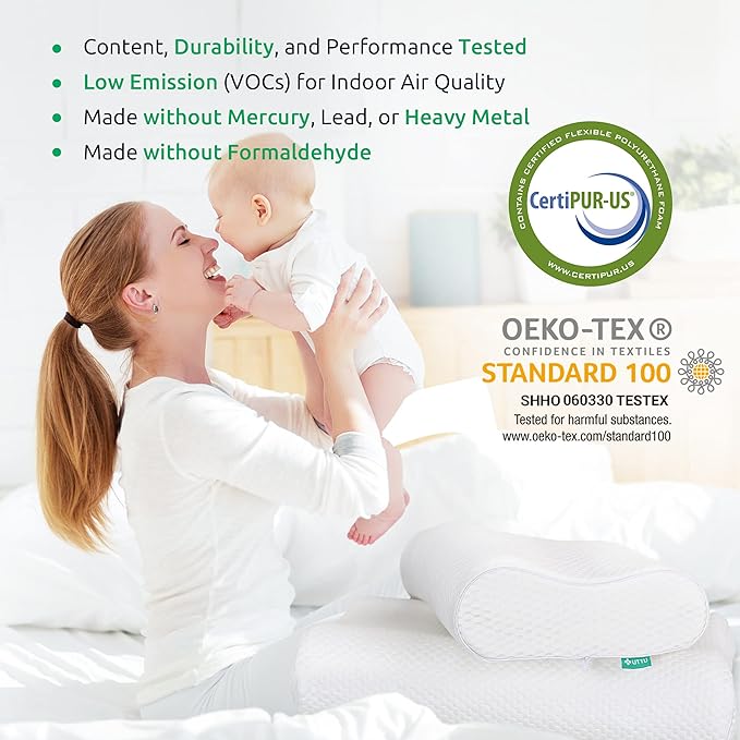UTTU Cervical Pillow for Neck Pain Relief, Memory Foam Neck Pillow for Sleeping, Adjustable Orthopedic Sandwich Pillow, Contour Cooling for Side Back Stomach Sleeper, Travel(15.7"×11"×5.2"/4.5")