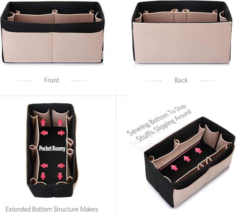ZTUJO Felt Purse Organizer, Multi Pocket Bag in Bag Organizer For Tote & Handbag Shaper, Speedy 30, Speedy 35 and Speedy 40