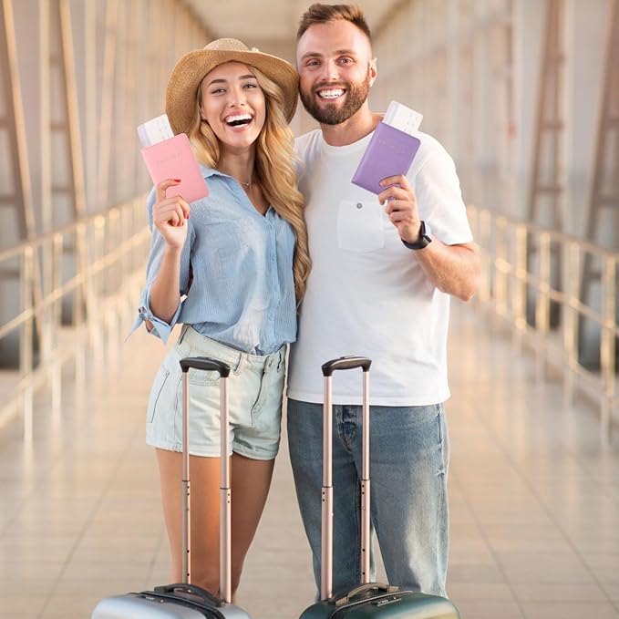 2 Pcs Passport Cover Holder for Travel Waterproof Leather Passport Wallet Case Book Travel Cruise Essentials for Women Men | 2 Pieces, Bridal, Holder, Waterproof, Holder Covers, Travel Wallet