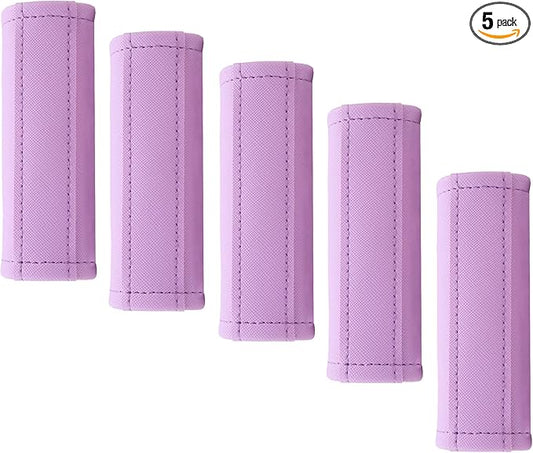 Luggage Handle Wrap 5 Pack-Leather Luggage Handle Wraps for Suitcase/Handbag/Duffel Bag/Car Bright Luggage Identfier/Handle Covers/Grips Luggage Accessories for Travel 3.0 (Violet)