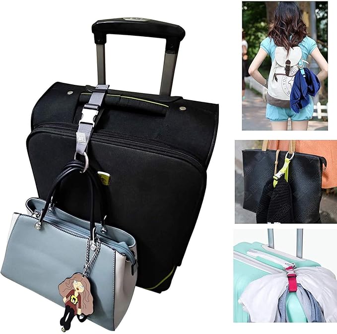2PCS Add a Bag Luggage Strap Jacket Gripper,Heavy Duty Luggage Straps Carry-on Baggage Suitcase Straps Belts Travel Accessories (Black/Orange)