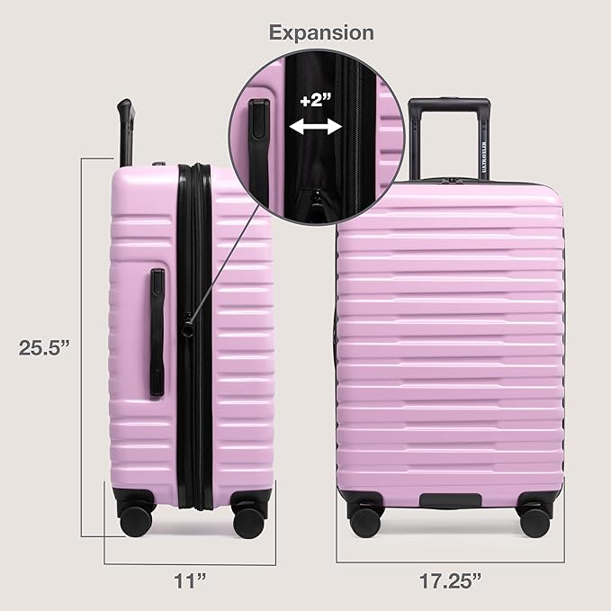 U.S. Traveler Boren Expandable Hardside Rugged Travel Luggage with 8 Spinner Wheels, Lavender, Checked-Medium 26-Inch