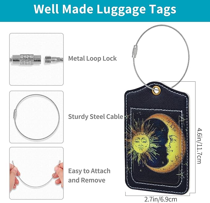 Fishent Luggage Tag, 3 Pack Travel Cruise Luggage Tags for Suitcases, Cute Suitcase Tags Identifiers Bag Tags with Privacy Flap, Baggage Name Tag for Women Men Luggage Backpack Handbag School Bag