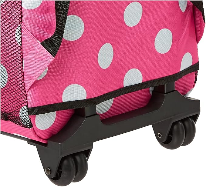 Rockland Double Handle Rolling Backpack, Pink Dots, 17"