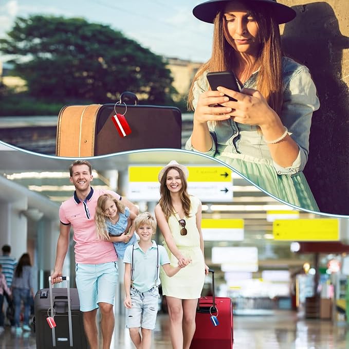 4 Pack Aluminum Luggage Tags for Suitcases with Name ID Card, Durable Luggage Name Tags Identifier, Travel Tags for Luggage Baggage
