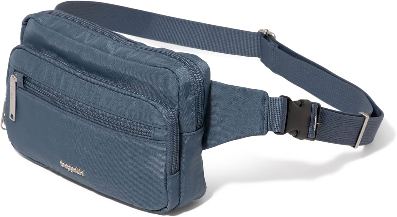 Baggallini Securtex Anti-theft Belt Bag 8.8"x5.5" Crossbody Fanny Pack for Women RFID Wallet Locking Zipper Travel Purse