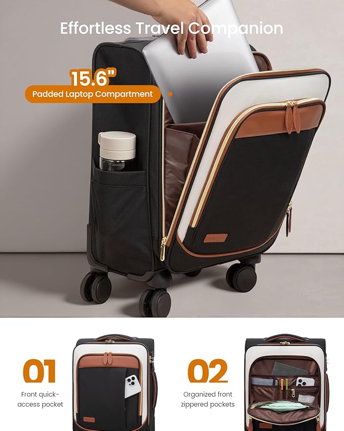 LOVEVOOK 4 Pcs Carry On Luggage 22x14x9 Airline Approved 20 Inch Underseat Carry on Suitcase for Women Men Softside Travel Luggage with Spinner Wheels and TSA Lock