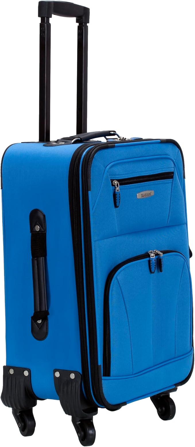 Rockland Pasadena Softside Spinner Wheel Luggage, Blue, Carry-On 20-Inch