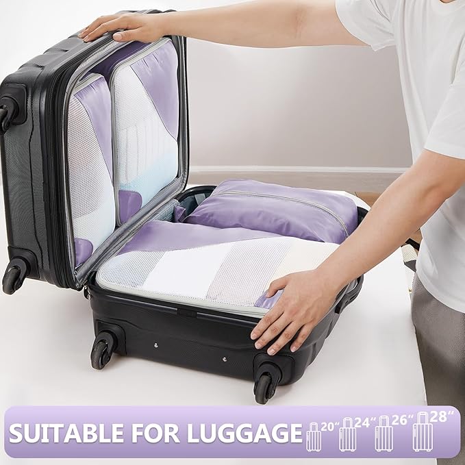 8 Set Packing Cubes for Travel, Gifts for Women Mom,Anti-Tearing Suitcase Organizer for Luggage with Shoe & Hanging Toiletry Bag,OlarHike Vacation Essentials & Accessories for Cruise Ship