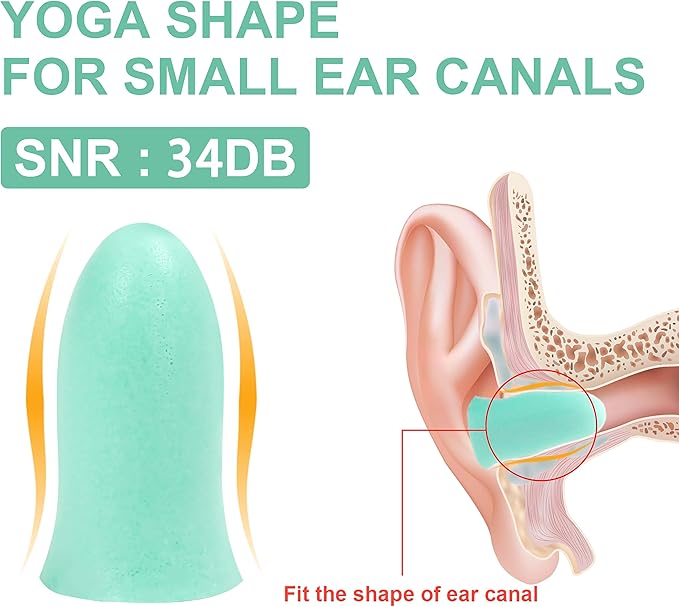 LYSIAN 100 Pairs Slim Foam Ear Plugs for Small Ear Canals Women, 35dB SNR Noise Canceling Sound Blocking Reduction Earplugs for Sleeping, Snoring, Work, Shooting, Studying, Loud Noise