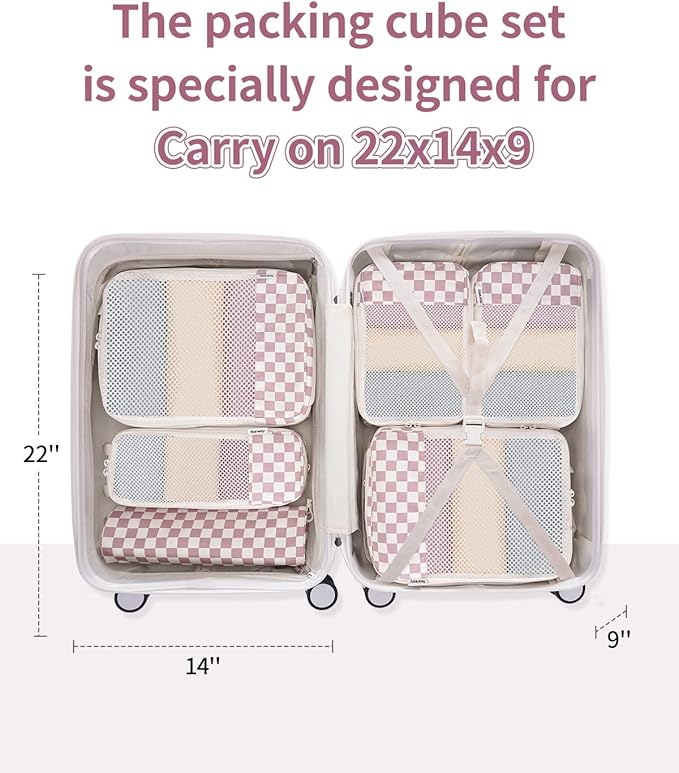 Narwey 6 Set/5 Set Compression Packing Cubes for Travel Kids Women Carry on, Packing Organizers Bag for Backpack Luggage Suitcase Duffle Bags