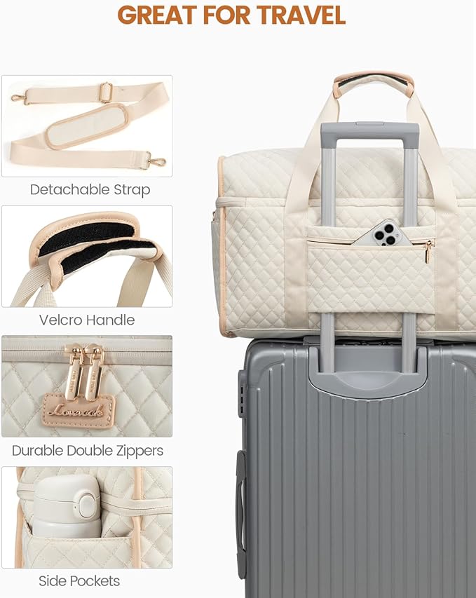 LOVEVOOK Travel Duffle Bag - Weekender & Overnight Bag with Toiletry & Wet Pocket, Carry-On Size, 3pc Set