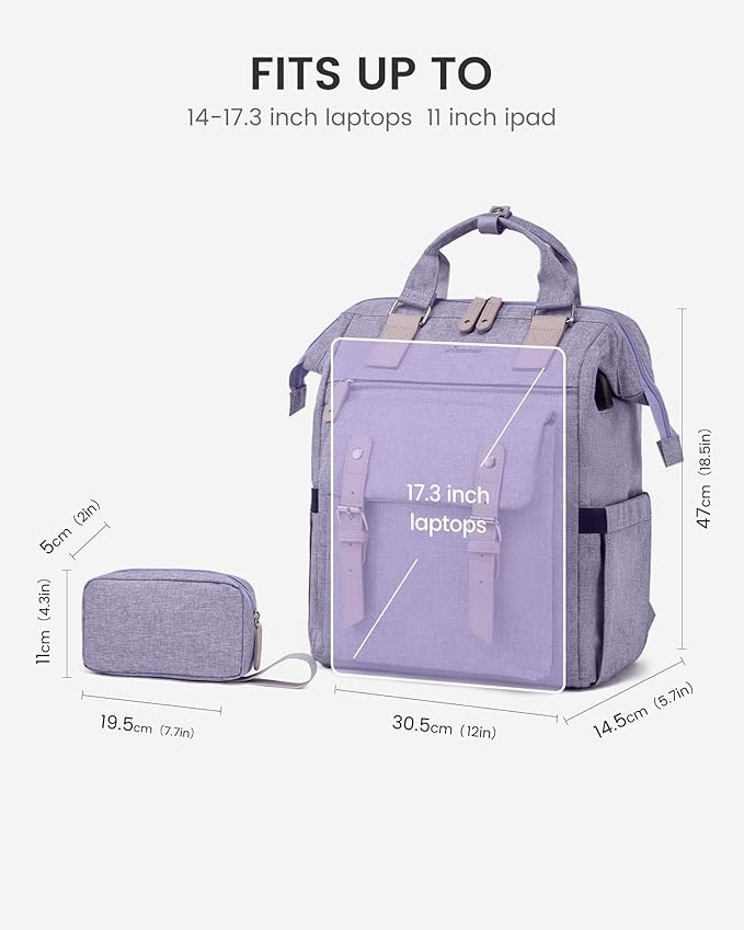 LOVEVOOK Laptop Backpack for Women, 17.3 Inch Teacher Nurse Bag Work Travel Computer Backpacks Purse, College Bookbag for School, Water Resistant Daypack