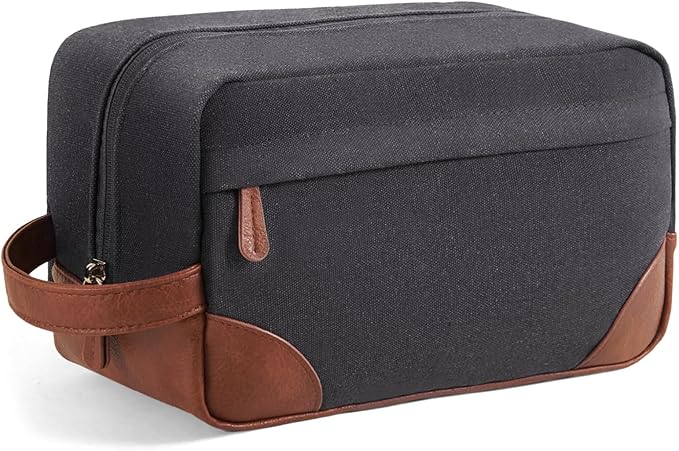 Vorspack Large Travel Toiletry Bag - Hanging Toiletry Bag for Men Water Resistant Canvas Shaving Bag with Large Capacity for Home Travel - Dark Grey