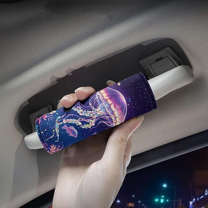 BIGCARJOB Jellyfish Luggage Handle Wraps Set Trolley Case Grip for Women Door Protection Cover Suitcase Handle Cover Gifts Suitcase Handle Wraps Travel Bags Set of 2