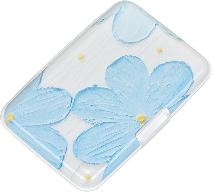 ELFISH Mini RFID Aluminum Wallet Credit Cards Holder Business Card Case Metal ID Case for Men Women(Cerulean Flower)