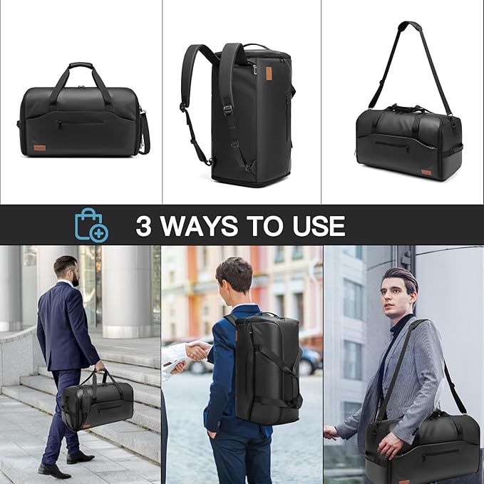 Garment Bags for Travel,45L Carry on Convertible Garment Duffle bag for Men Women - 3 in 1 Hanging Suit Travel Bag with Shoulder Strap