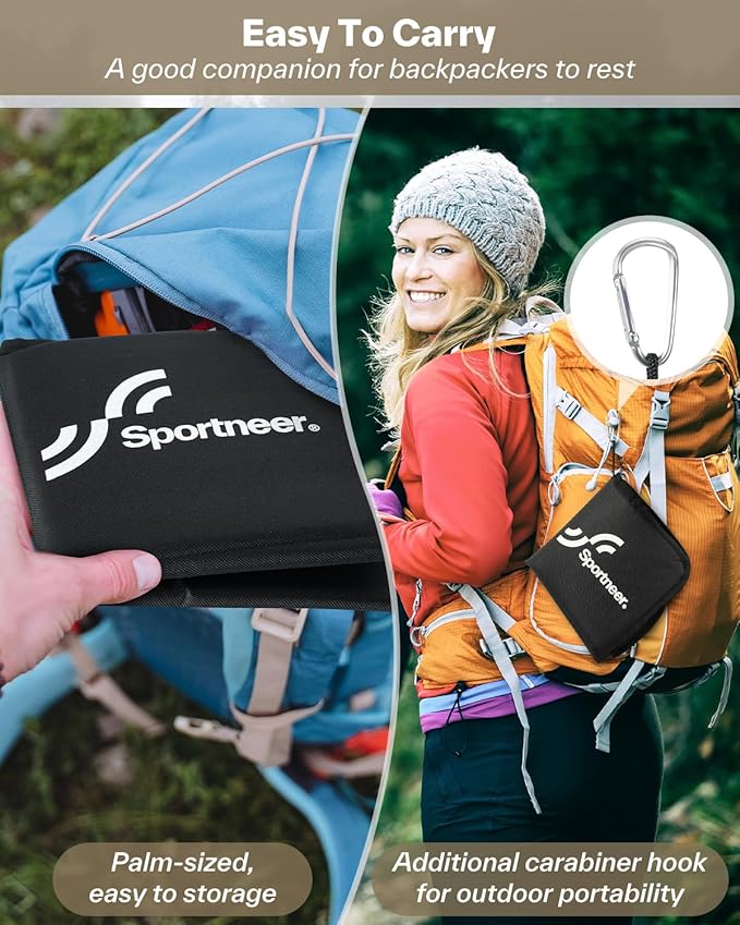 Sportneer Sitting Pad: Lightweight Waterproof Folding Seat Pad for Backpacking, 15.75'' x 15.75'' Portable Camping Seat Mat for Hiking, Picnics Beach & Outdoor Use, 0.13lbs