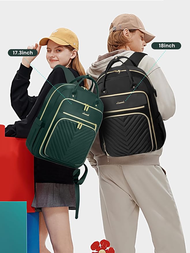 LOVEVOOK Laptop Backpack for Women, Water Resistant Travel Work Backpacks Purse Stylish Business Teacher Nurse Computer Bag with USB Charging Port,Dark Green
