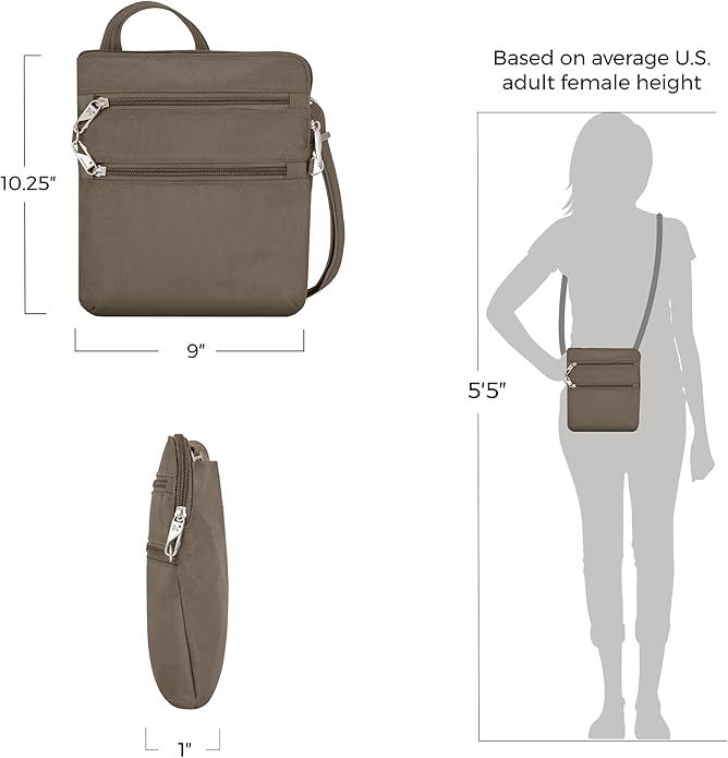 Travelon Anti-theft Classic Slim Double Zip Crossbody