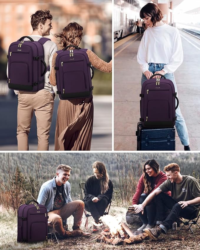 LOVEVOOK Carry On Travel Backpack For Women Flight Approved, 50L Large Personal Item Backpack Travel Bag for Airplanes, Business 18 Inch Laptop Backpack, Weekender Overnight Daypack, With 3 Cubes