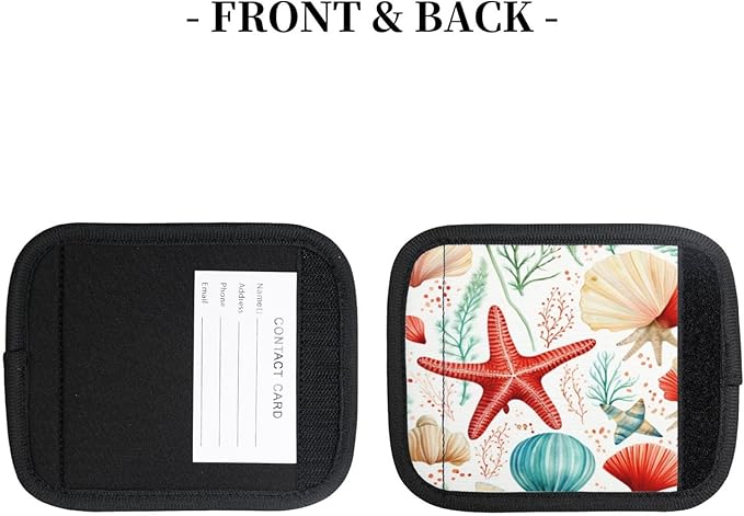 Luggage Handle Wraps Watercolor Seashell Starfish Pattern Luggage Identifiers Soft Neoprene Luggage Handle Wraps For Suitcase Trolley Handle Grip Cover 2 Pack Luggage Tags
