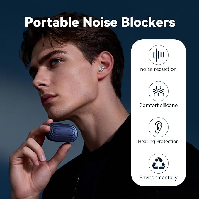 Ear Plugs for Sleeping - Soft Reusable Silicone Ear Plugs for Noise Reduction Earbuds & Focus (35dB), 3D Oval Noise Cancelling Design, Ideal for Side Sleepers - 2 Pairs (S + M/L)