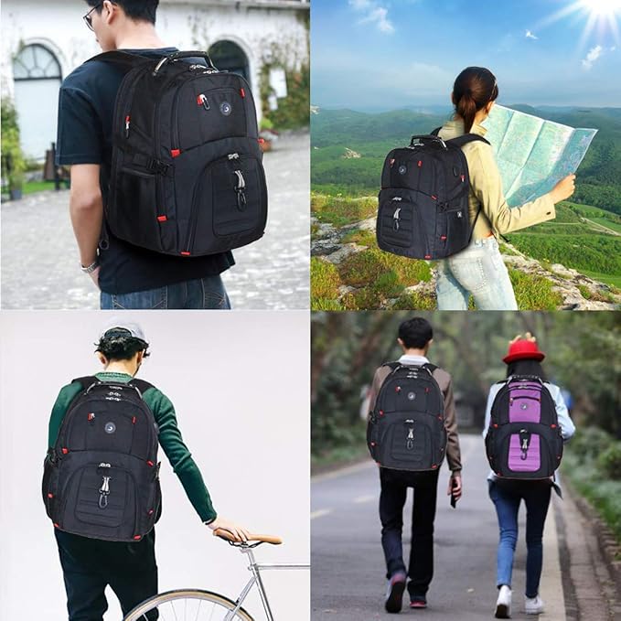 SHRRADOO Extra Large 50L Travel Laptop Backpack with combination lock, College High School Backpack Airline Approved Business Work Bag Fits 17 Inch Computer for Men Women