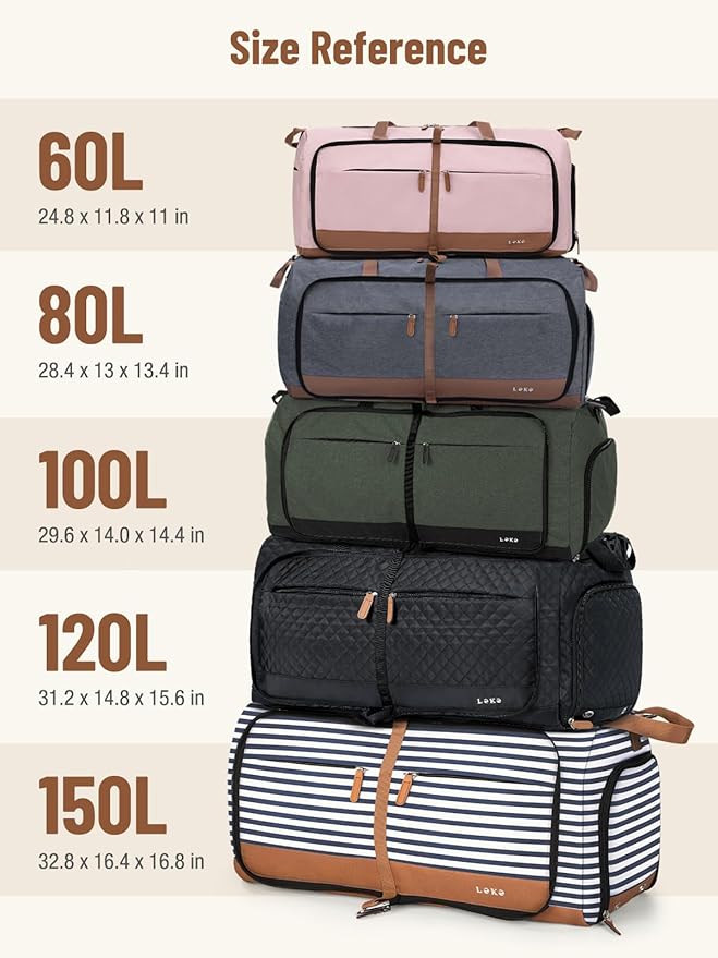Lekesky Foldable Travel Duffel Bag for Women, 80L Large Duffle Bag with Separate Shoes Compartments & Straps, Carry On Weekend Bag for Women, Hospital, Overnight(Polka Dots)