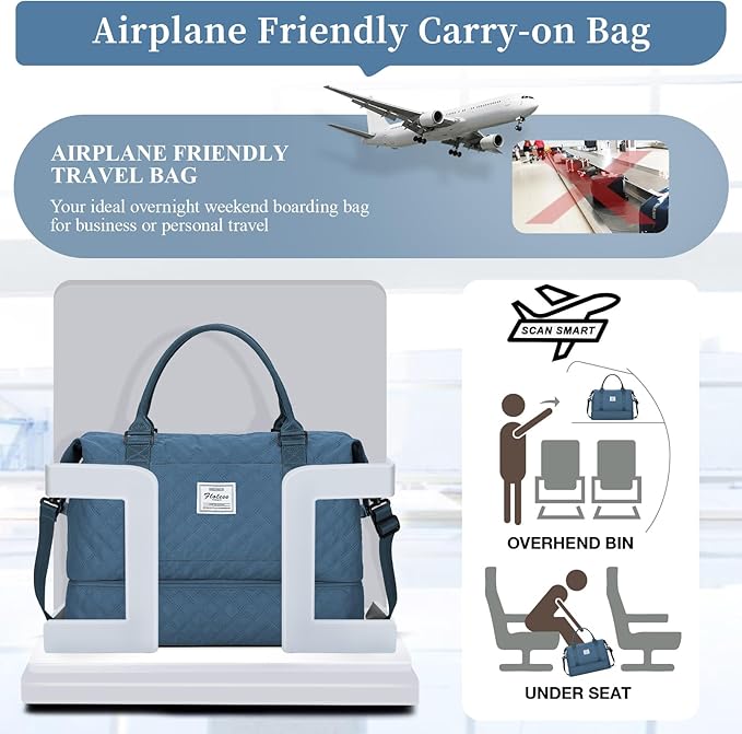 Weekender Bags for Women, Carry on Overnight Weekend Travel Duffel Bag with Shoes Compartment &Toiletry Bag, Personal Item Bag for Travel Business Trips Sport Hospital