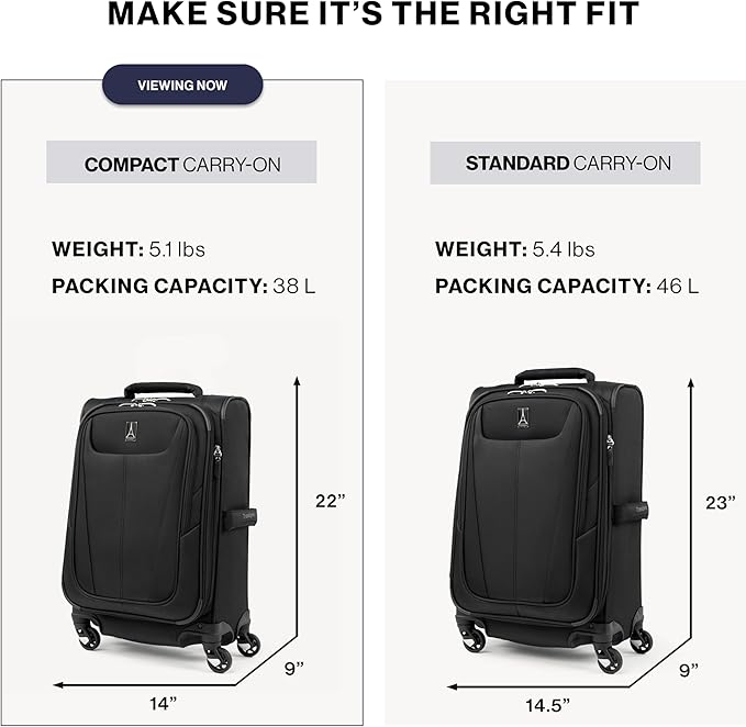 Travelpro Maxlite 5 Softside Expandable Luggage with 4 Spinner Wheels, Lightweight Suitcase, Men and Women