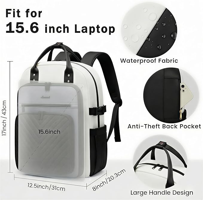 LOVEVOOK Laptop Backpack for Women, Water Resistant Travel Work Backpacks Purse Stylish Business Teacher Nurse Computer