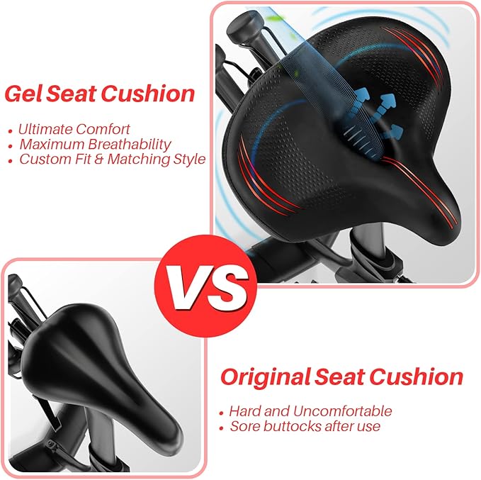 Oversized Bike Seat for Peloton Bike & Bike+, Comfort Seat Cushion Compatible with Peloton, Road or Exercise Bikes, Bicycle Wide Saddle Replacement for Men & Women, Accessories for Peloton