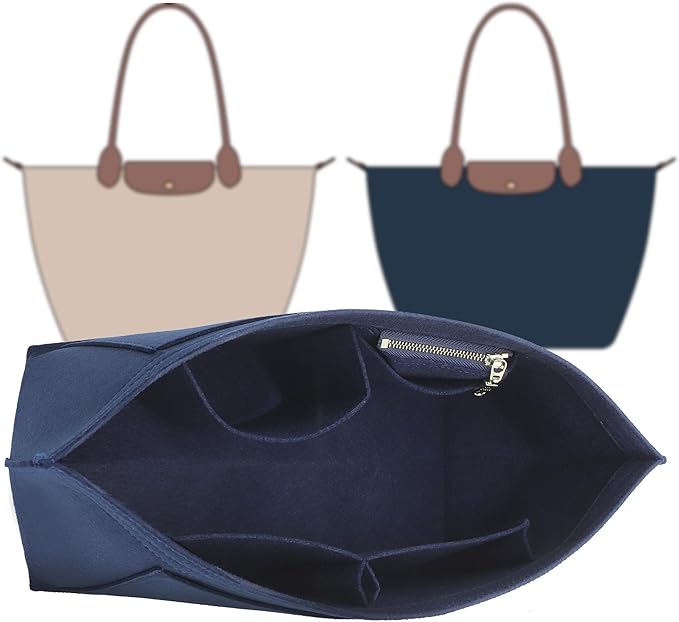 Doxo Longchamp Medium Organizer Insert,Medium BagOrganizer Suitable for Le pliage,Keeps Tote Handbags Shaped& Neat (Navy,M)