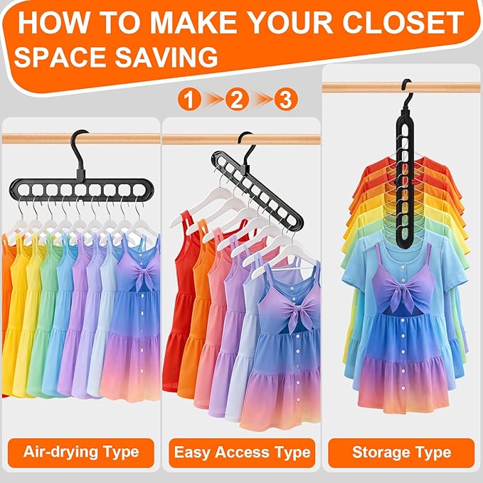 Closet Organizers and Storage, Multifunctional Organization and Storage Home Essentials Magic Space Saving Hangers with 9 Holes for Wardrobe Closet Heavy Clothes