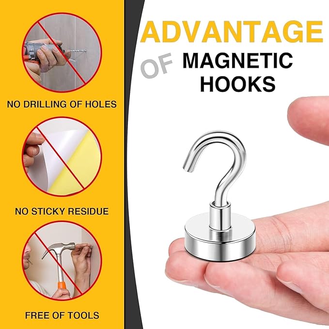 DIYMAG Magnetic Hooks, 30Lbs Silver Strong Heavy Duty Cruise Garage Magnet S-Hooks for Classroom, Fridge, Hanging, Cabins, Grill, Kitchen, Garage, Workplace and Office Etc, 120 Pack