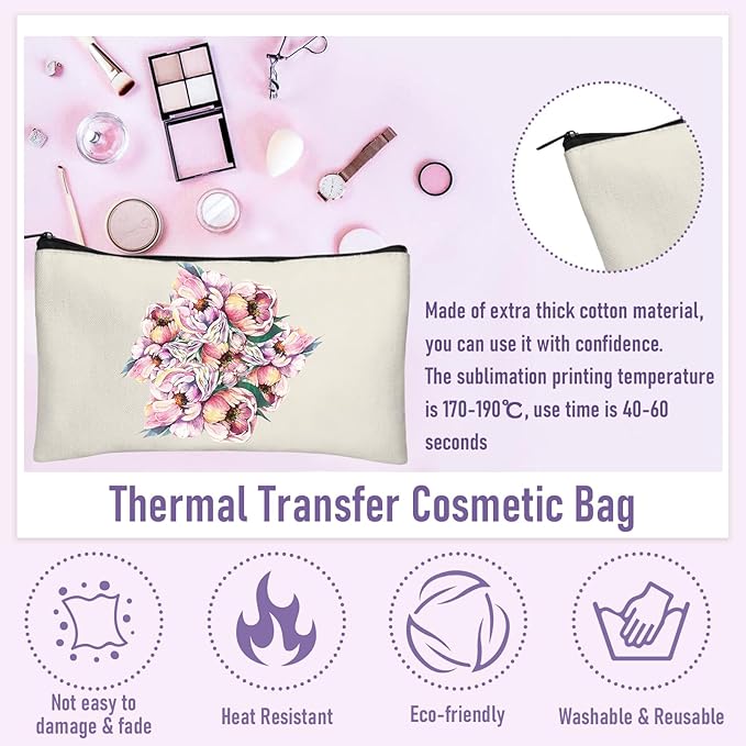 Legigo Blank Canvas Bag Zipper Pouch Makeup Bags Bulk - Multi-Purpose Canvas Pencil Pouch with Sturdy Zipper, Cosmetic Bag Travel Toiletry Bag for DIY Craft Projects, Storage (8.3 x 5 inches)