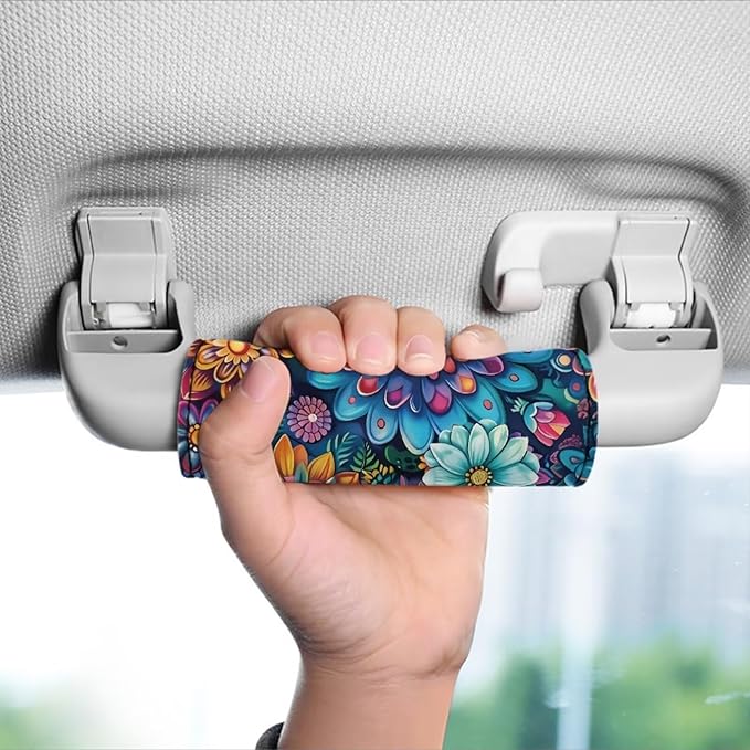 BIGCARJOB Set of 2 Pcs Luggage Handle Wraps with Blossom Lotus Print Suitcase Handle Sleeve Cover Identifier Travel Bag Wraps Washable Trolley Case Grip Cover Set Travel Accessories