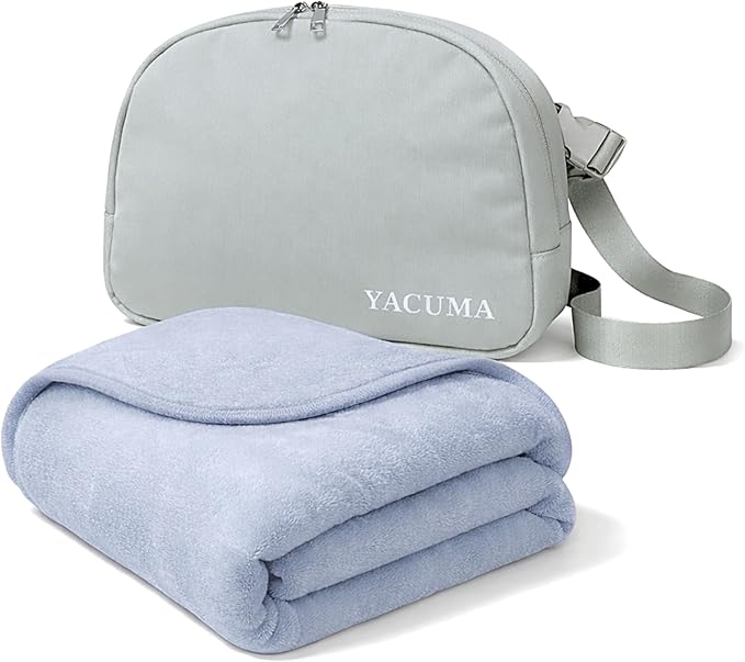 Travel Blanket Airplane – Ultra Soft Flannel 40”x60”, Cozy Compact Blanket with Organizer Bag, Lightweight Comfort for Flights & Home