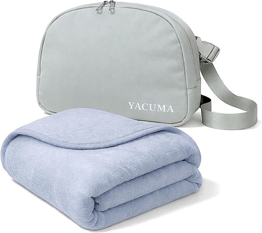 Travel Blanket Airplane – Ultra Soft Flannel 40”x60”, Cozy Compact Blanket with Organizer Bag, Lightweight Comfort for Flights & Home