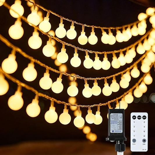 99FT 200LED Globe String Lights, Waterproof 8 Modes Hanging Fairy Lights Plug with Remote for Patio Garden Holiday Tree Yard Party Wedding Indoor Outdoor Decor, Warm White