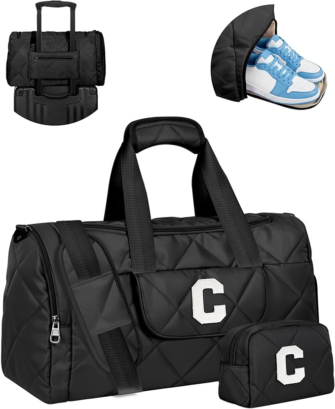Unique Gifts for Teen Girls Women, Monogram Duffle Bag with Shoe Compartment & Wet Separation, Women Gift Idea for Birthday, Anniversary, Appreciation, Gifts for Mom, Teacher, Friends