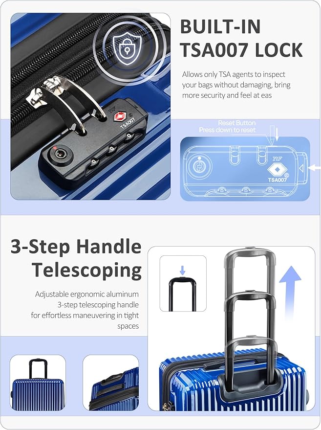 Checked 25 inch Luggage, ABS+PC Hardshell Suitcase Lightweight Large Travel Luggage with Spinner Wheels & TSA Lock