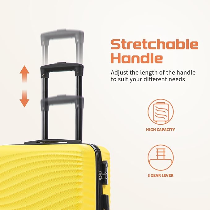 Luggage Sets 3 Piece, ABS Suitcase Set (20/24/28), Hardside luggage with Spinner Wheels, Travel Luggage, 14x8x9 Airline Approved Carry on, Lightweight Luggage with High-Security Lock