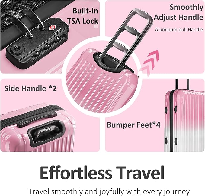 Carry on Luggage 2 Sets(20in/24in) with Spinner Wheels, Lightweight PC+ABS Hard Shell Suitcases, Expandbale Storage & TSA Aprovel Lock